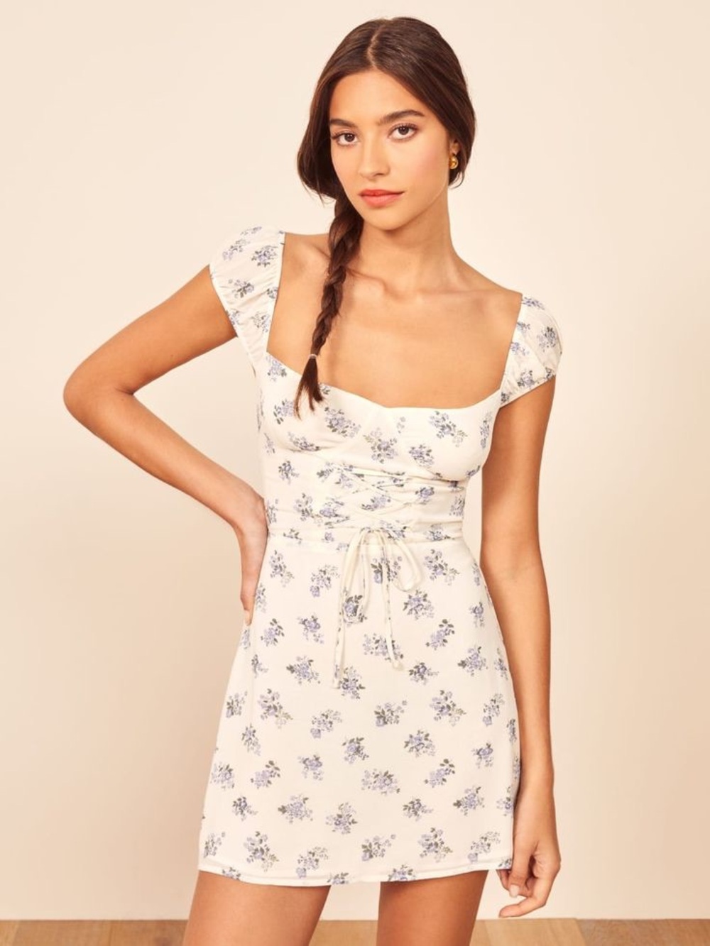 Reformation Jess Dress Teresa Floral Lace Up Corset Mini Size 10